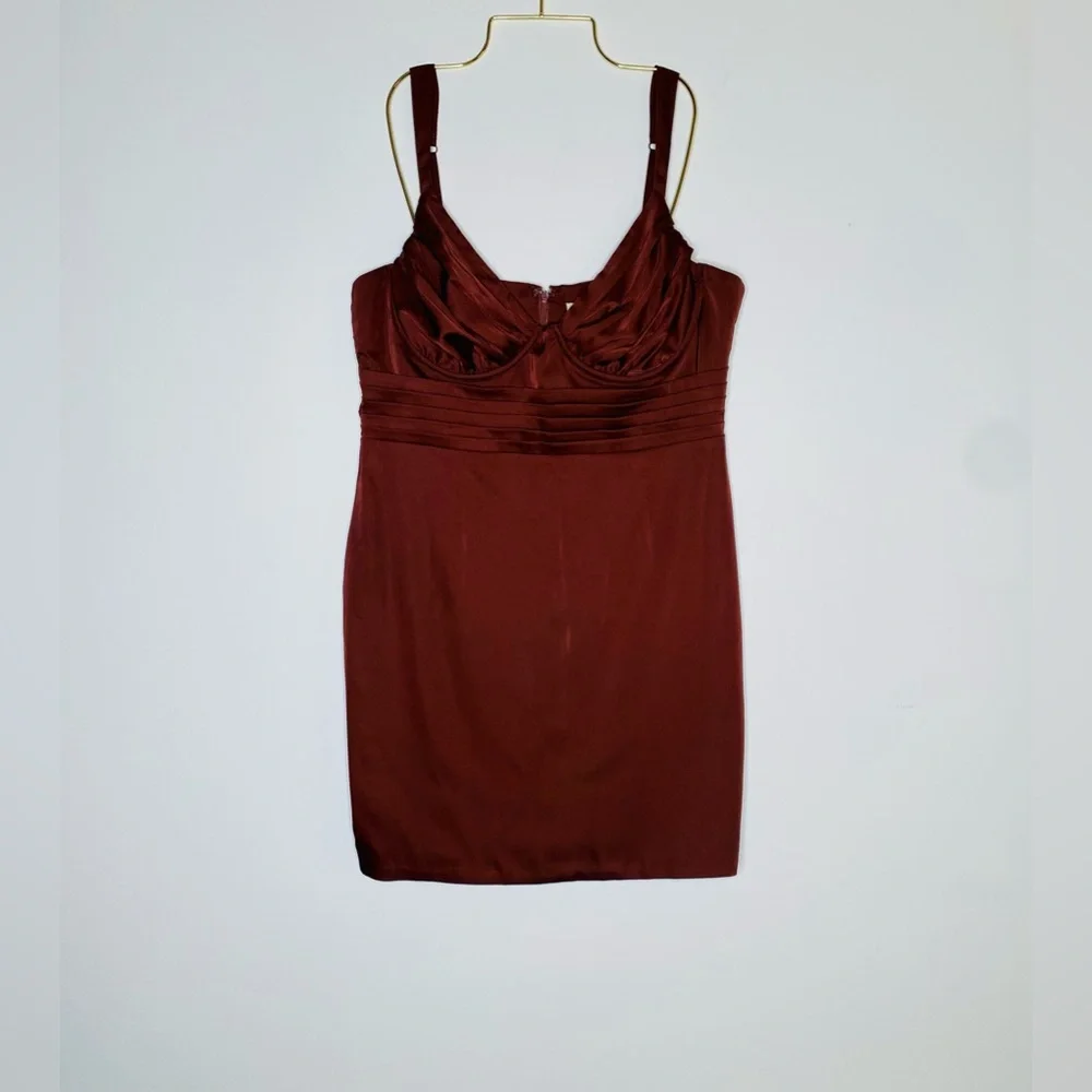 Oh Polly - Mini Dress - Modern Love - Brown - New with Tag - 10 US - Cup Pleated - Picture 6 of 9